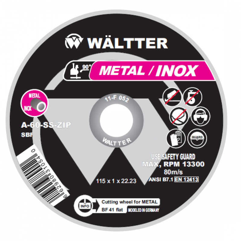 Δίσκοι κοπής σιδήρου - inox 125 x 1.0 WALTTER WCMIN125